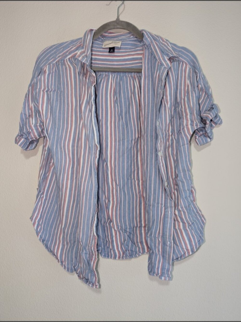Striped Button Down Shirt Women Size M